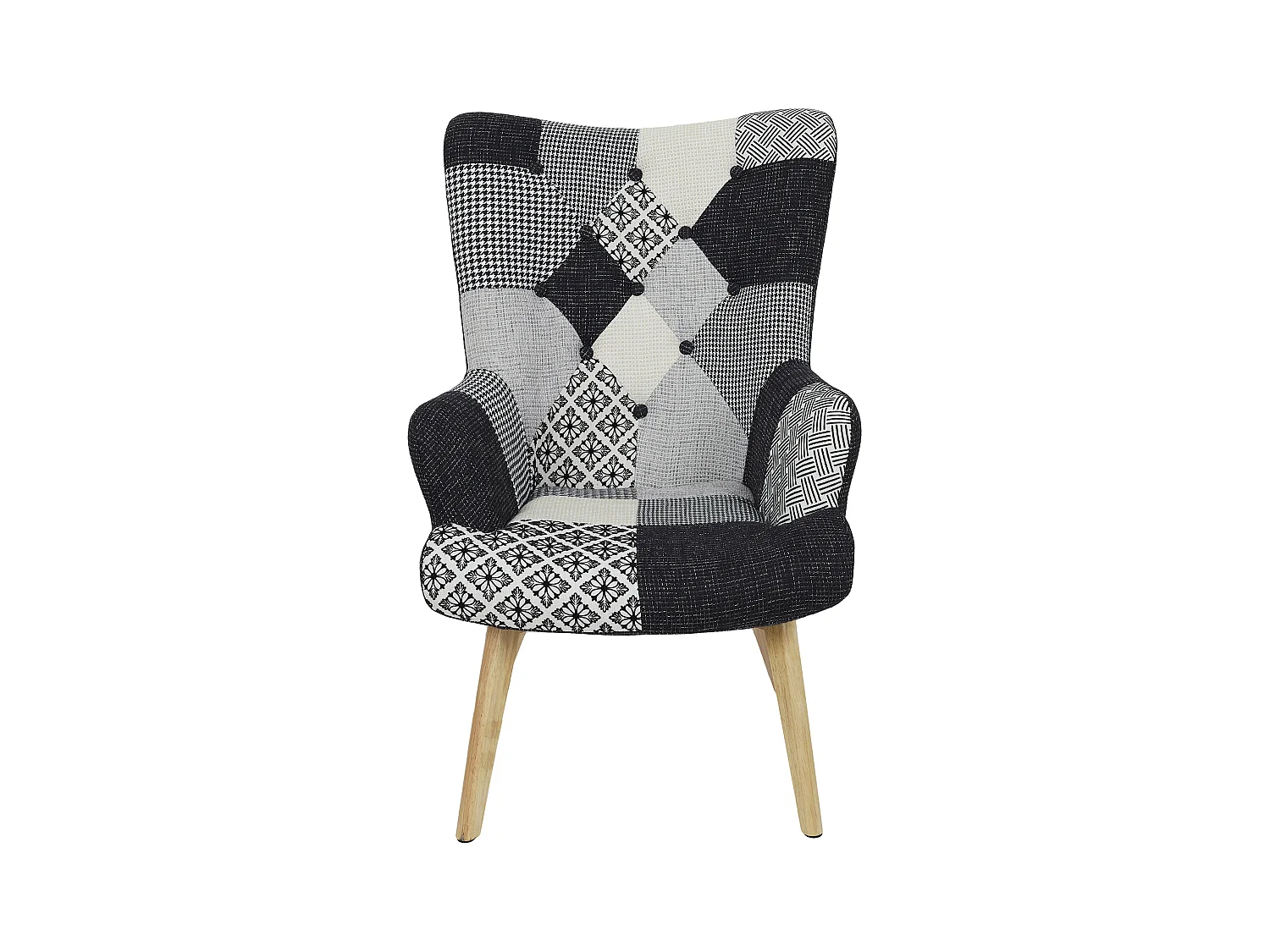 Fauteuil Helsinki Patchwork Noir Et Blanc