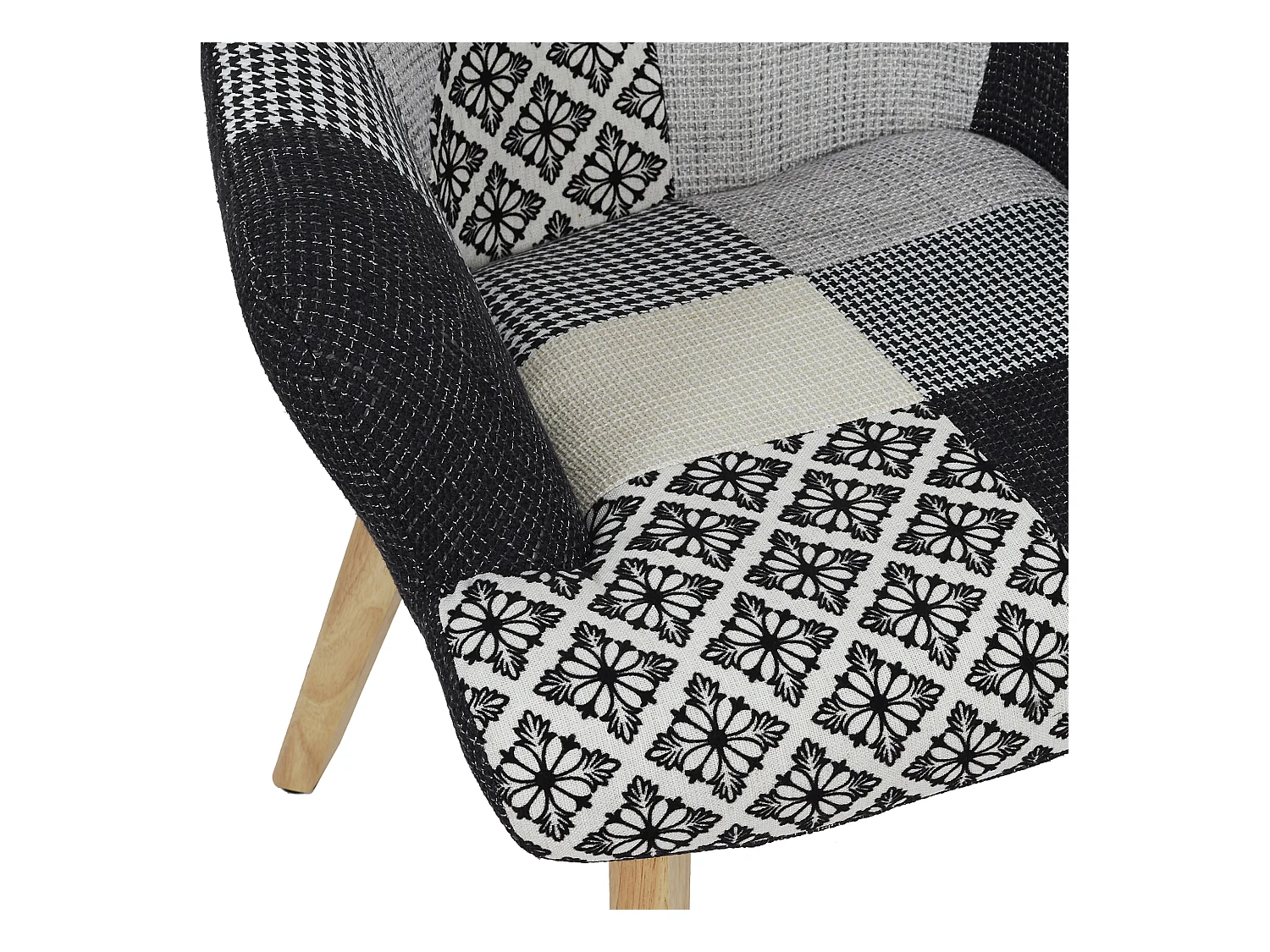 Fauteuil Helsinki Patchwork Noir Et Blanc