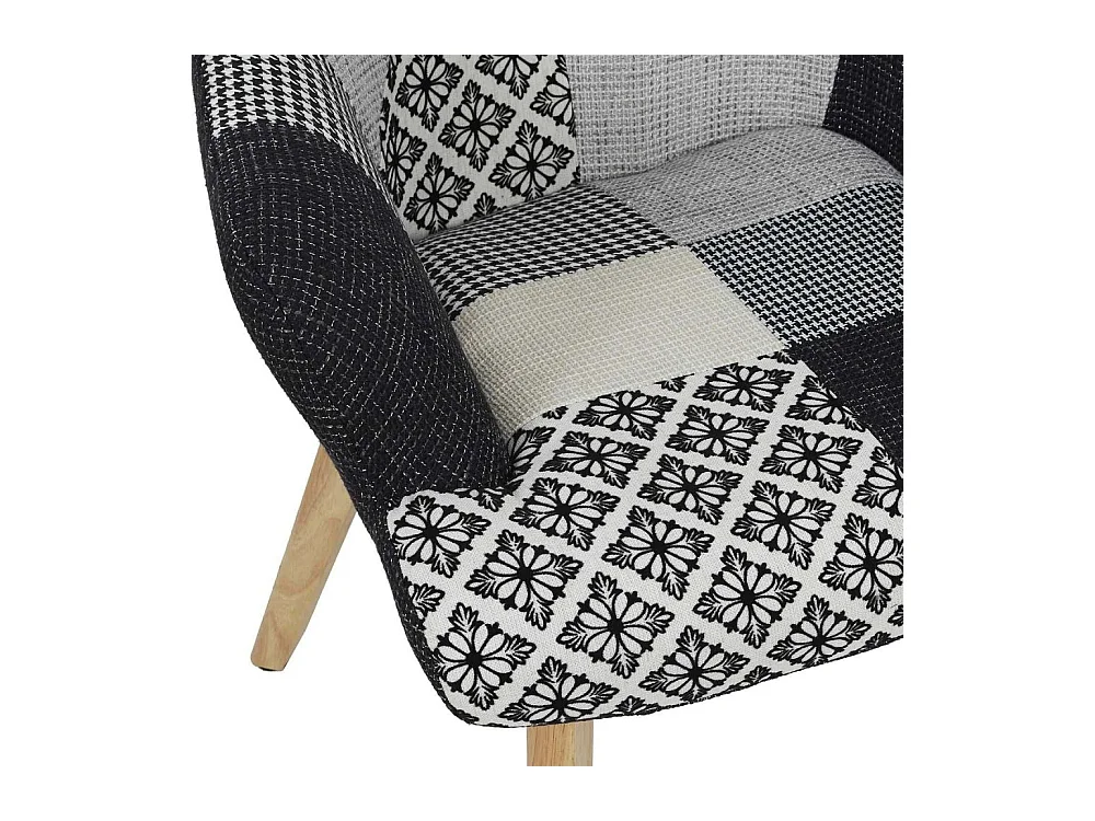Fauteuil Helsinki Patchwork Noir Et Blanc