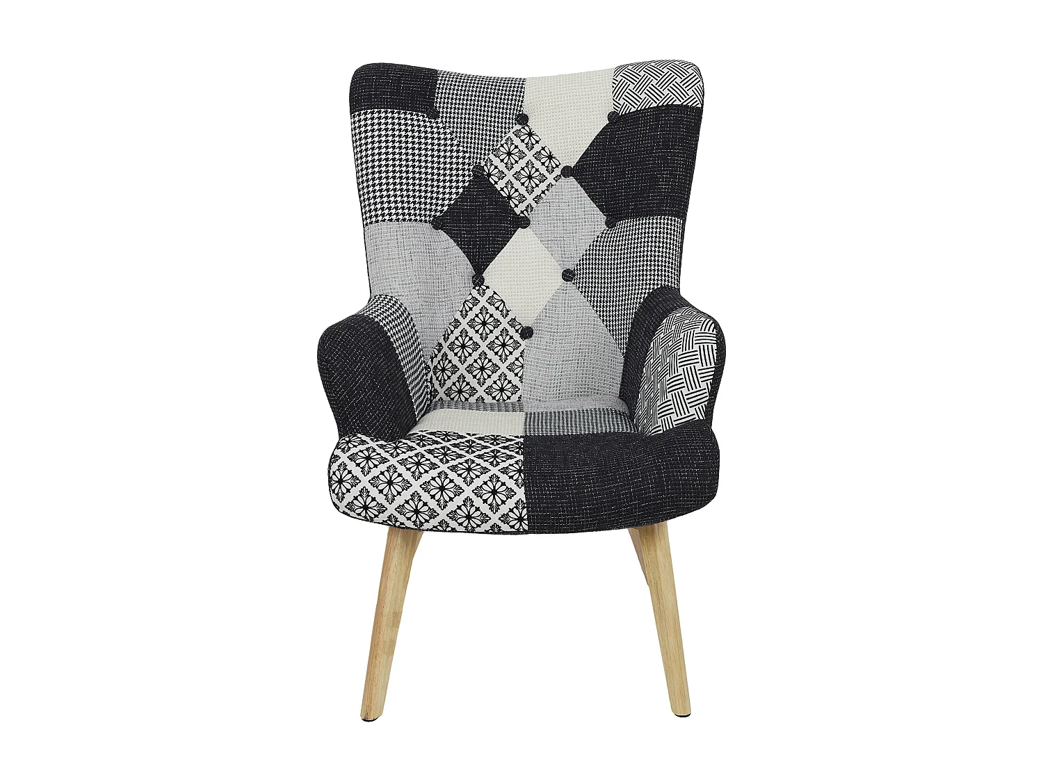 Fauteuil Helsinki Patchwork Noir Et Blanc