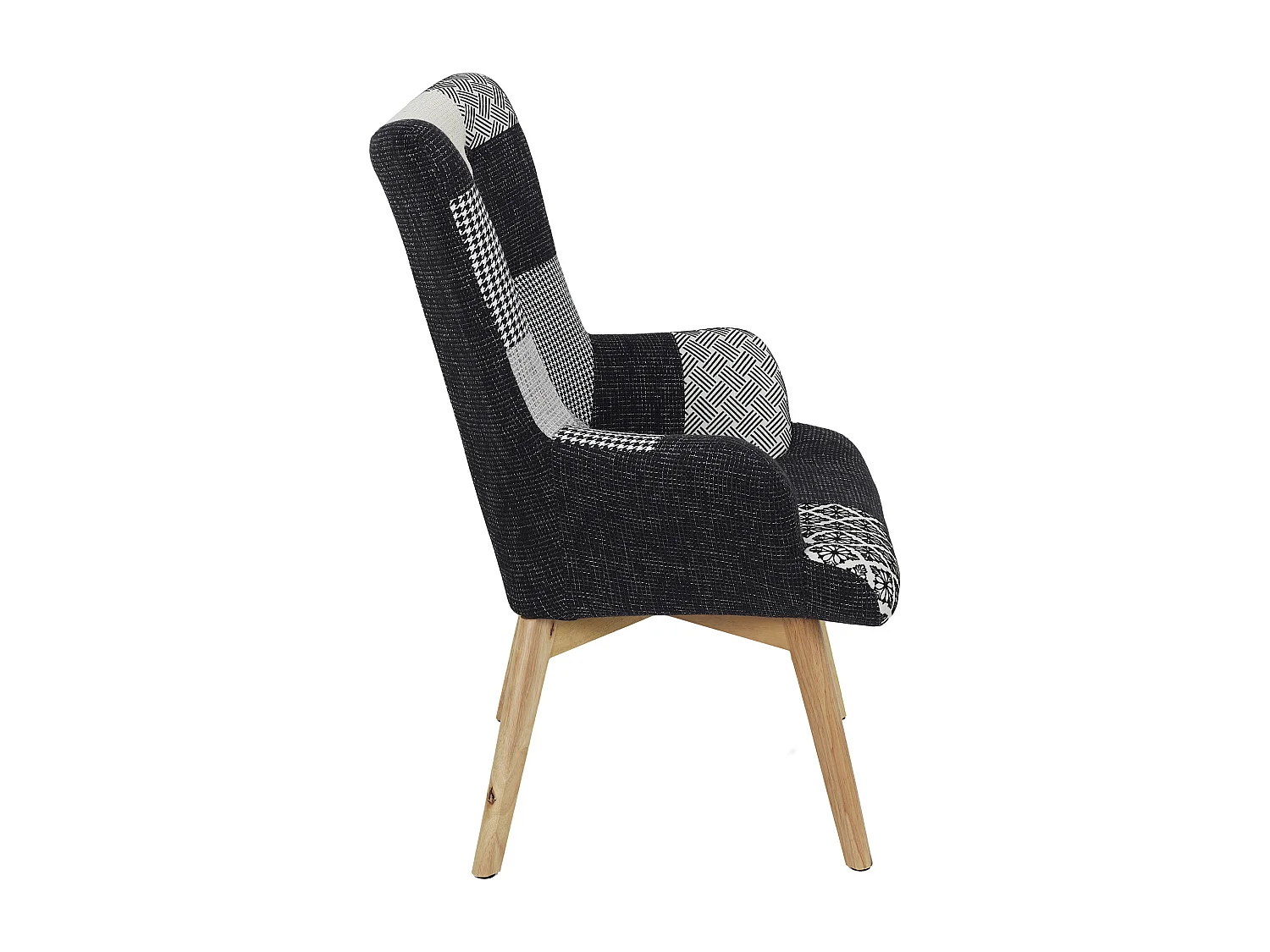 Fauteuil Helsinki Patchwork Noir Et Blanc