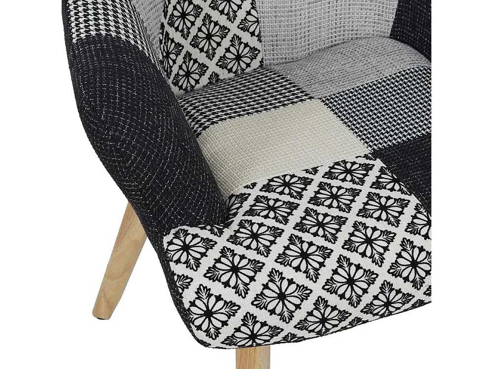 Fauteuil Helsinki Patchwork Noir Et Blanc