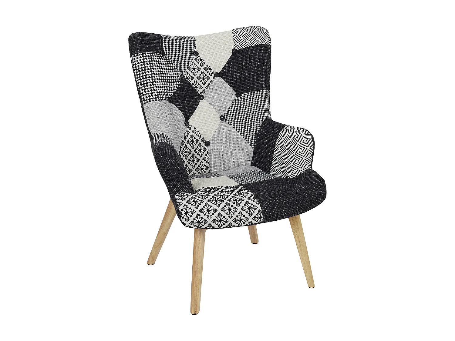 Fauteuil Helsinki Patchwork Noir Et Blanc