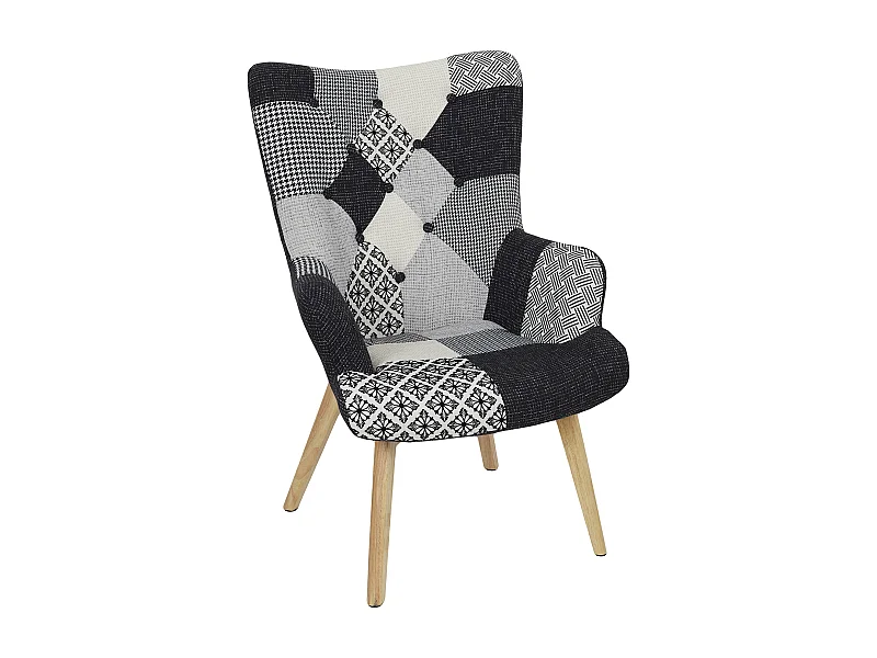 Fauteuil Helsinki Patchwork Noir Et Blanc