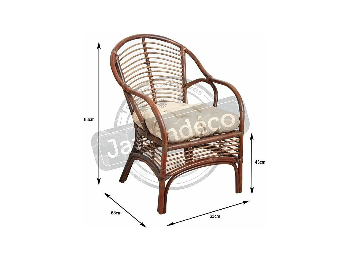 Fauteuil en rotin marron Louis