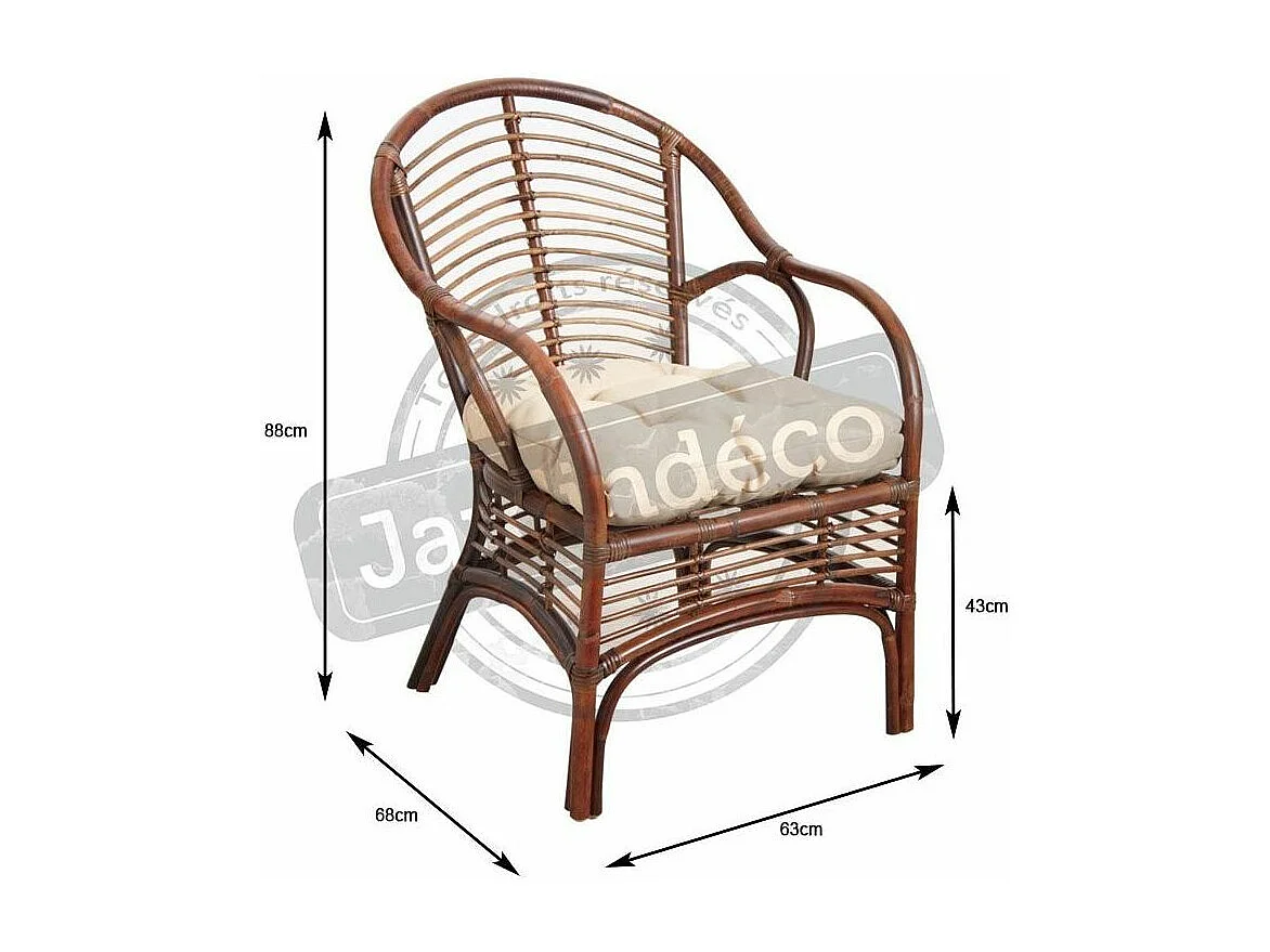 Fauteuil en rotin marron Louis