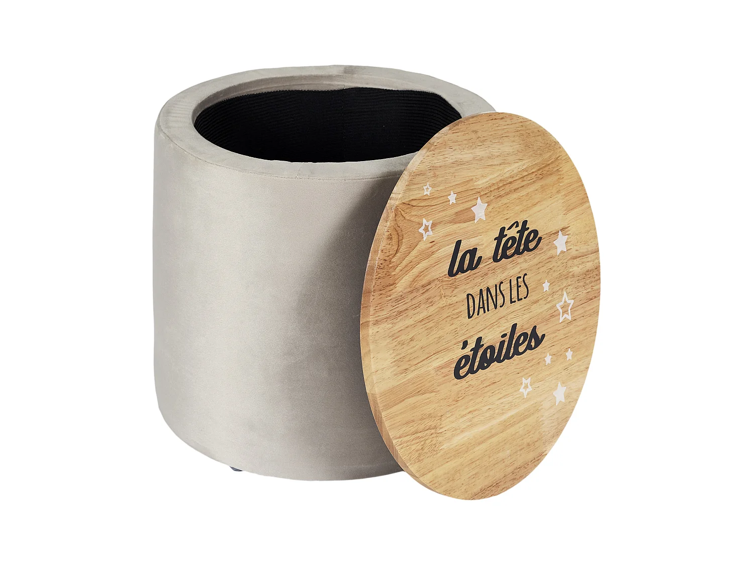 Pouf Rangement La Tete Dans Les Etoiles Gris