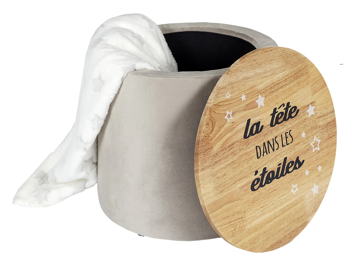 Pouf Rangement La Tete Dans Les Etoiles Gris