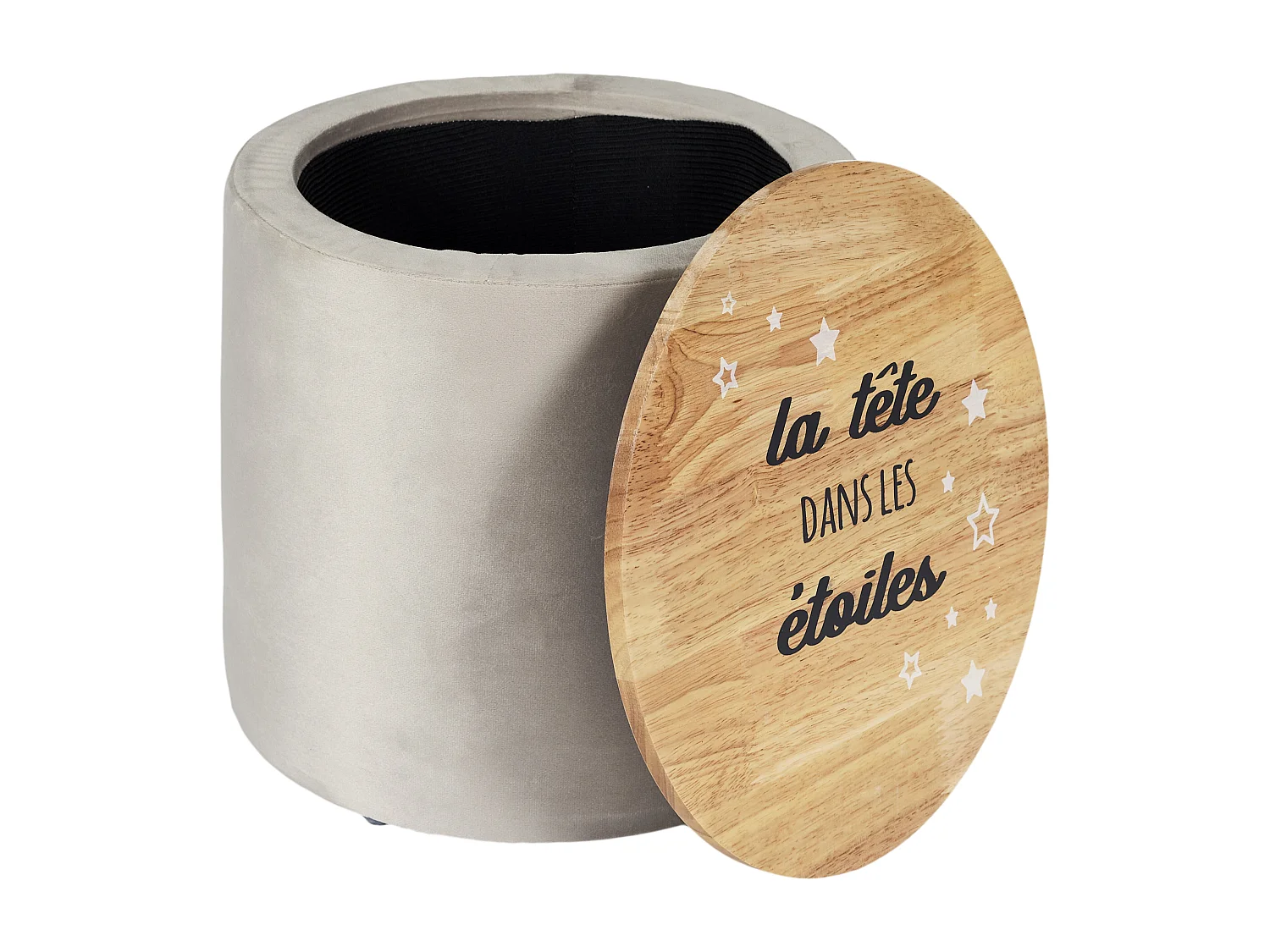 Pouf Rangement La Tete Dans Les Etoiles Gris