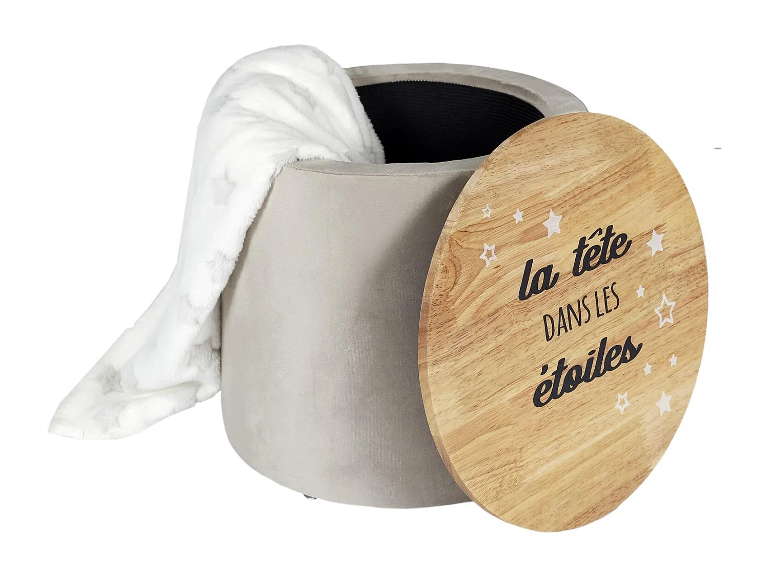 Pouf Rangement La Tete Dans Les Etoiles Gris