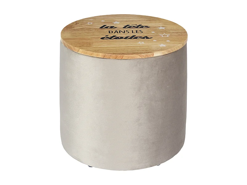 Pouf Rangement La Tete Dans Les Etoiles Gris