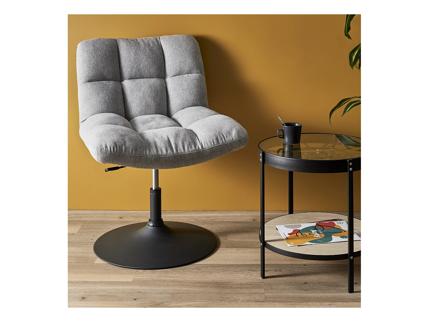 Fauteuil Pivotant Anton Gris Gris, Noir