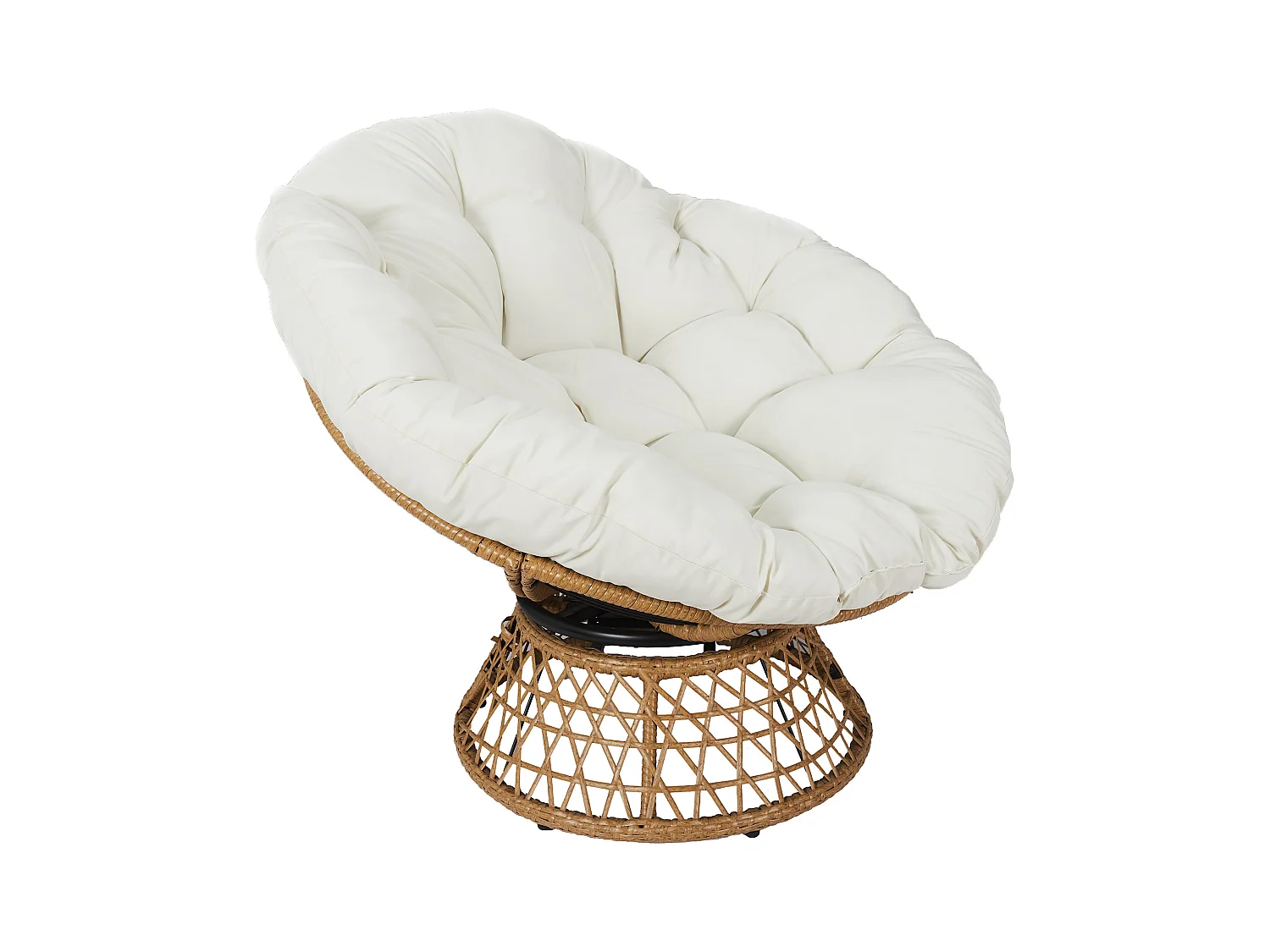 Fauteuil Cancun Coussin Blanc Marron, Beige