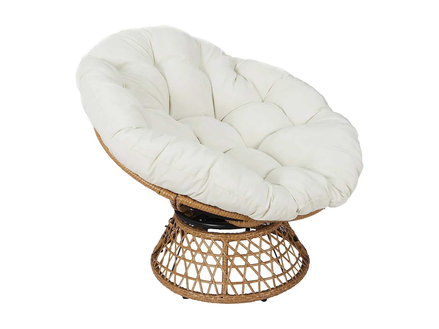 Fauteuil Cancun Coussin Blanc Marron, Beige