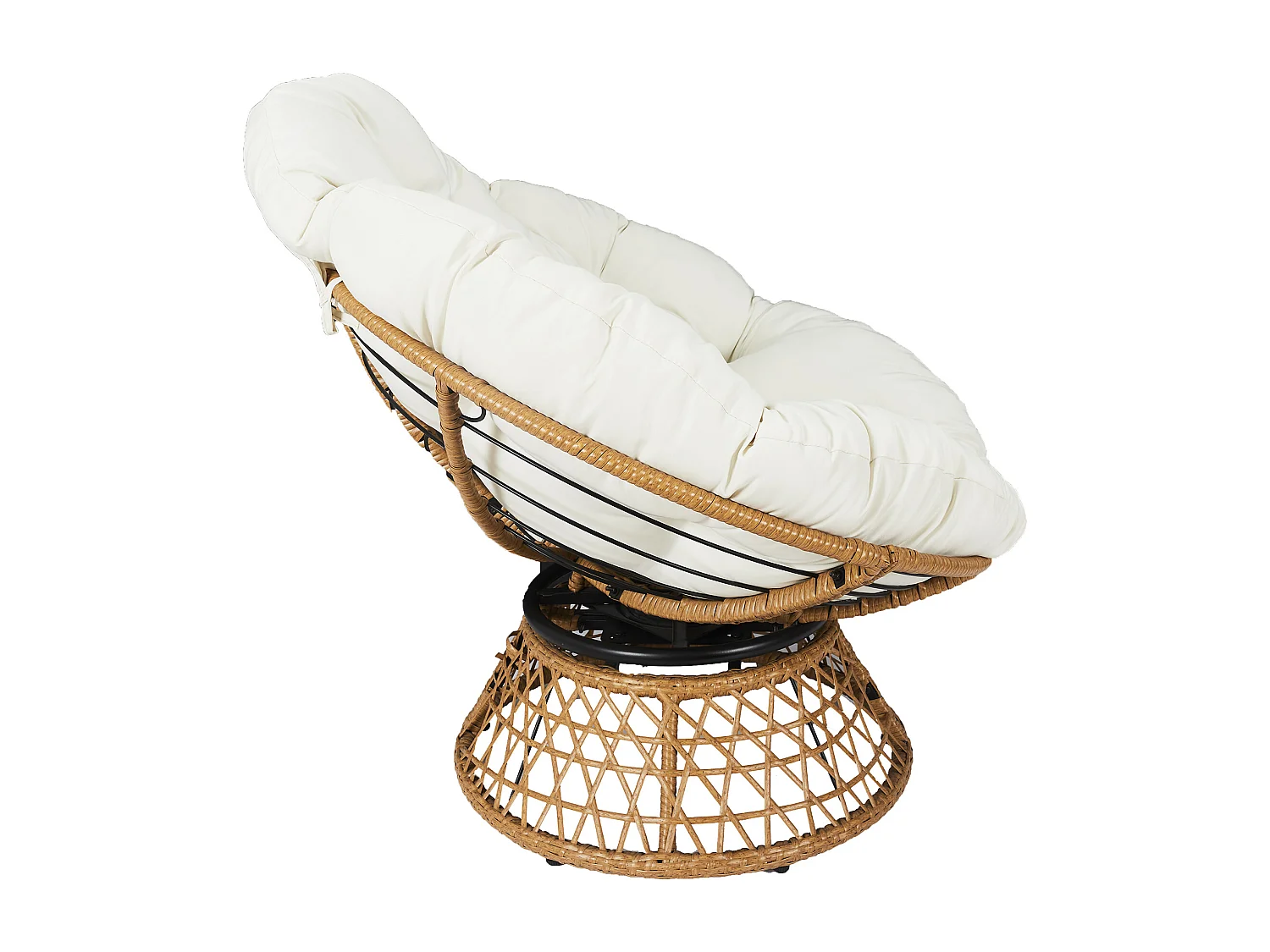 Fauteuil Cancun Coussin Blanc Marron, Beige