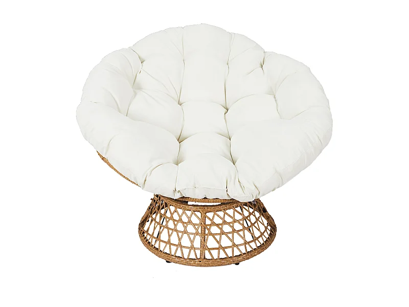 Fauteuil Cancun Coussin Blanc Marron, Beige