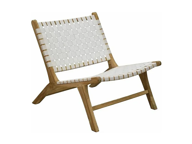 Fauteuil design en teck et nylon tressé