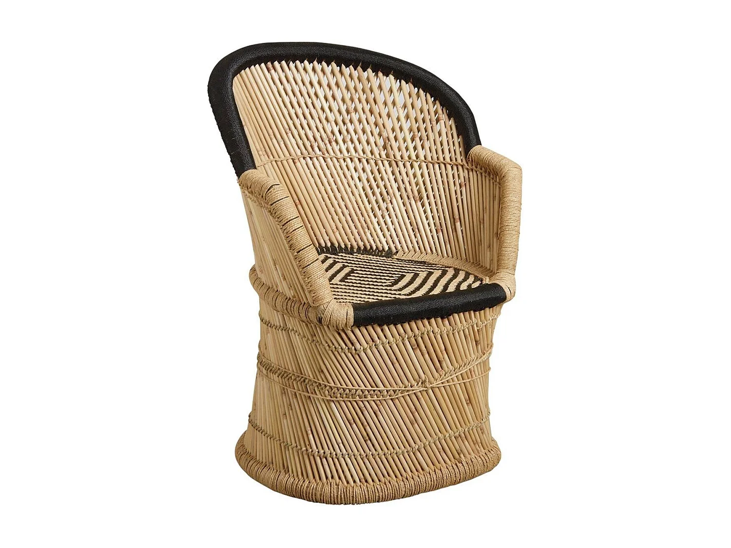 Fauteuil en roseau bicolore