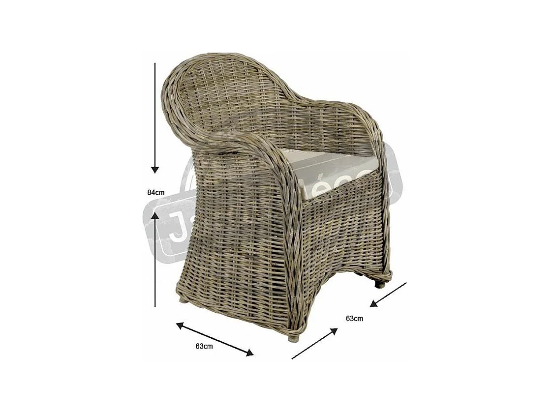 Fauteuil gris en poelet Arthur