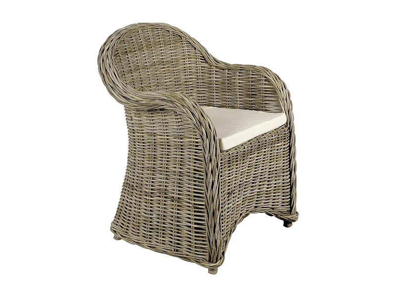 Fauteuil gris en poelet Arthur