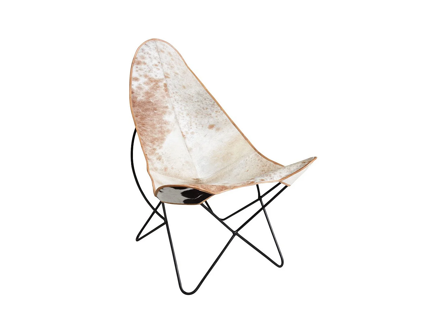 Fauteuil en métal et peau de vache