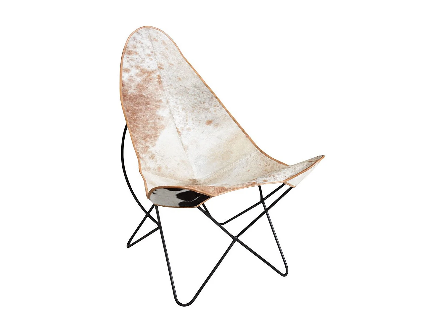 Fauteuil en métal et peau de vache