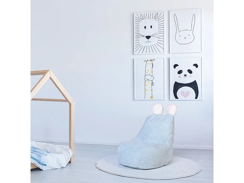 Fauteuil Poire Enfant Bleu Ted