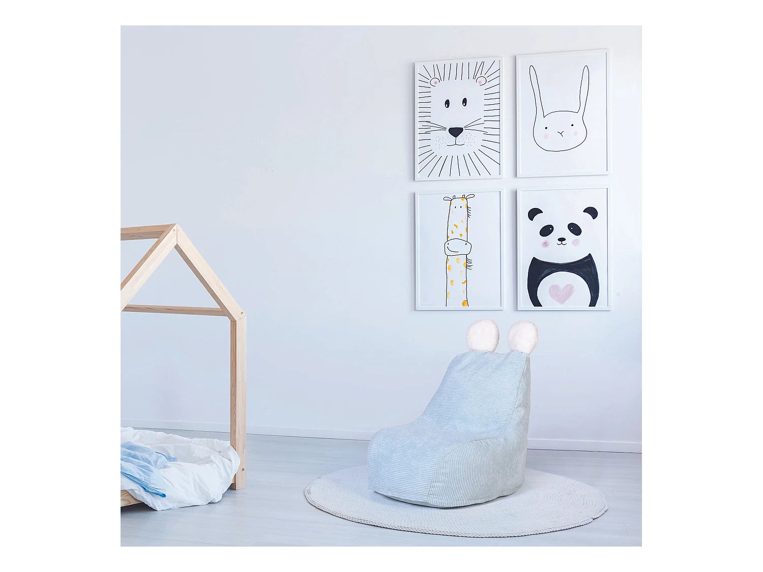 Fauteuil Poire Enfant Bleu Ted
