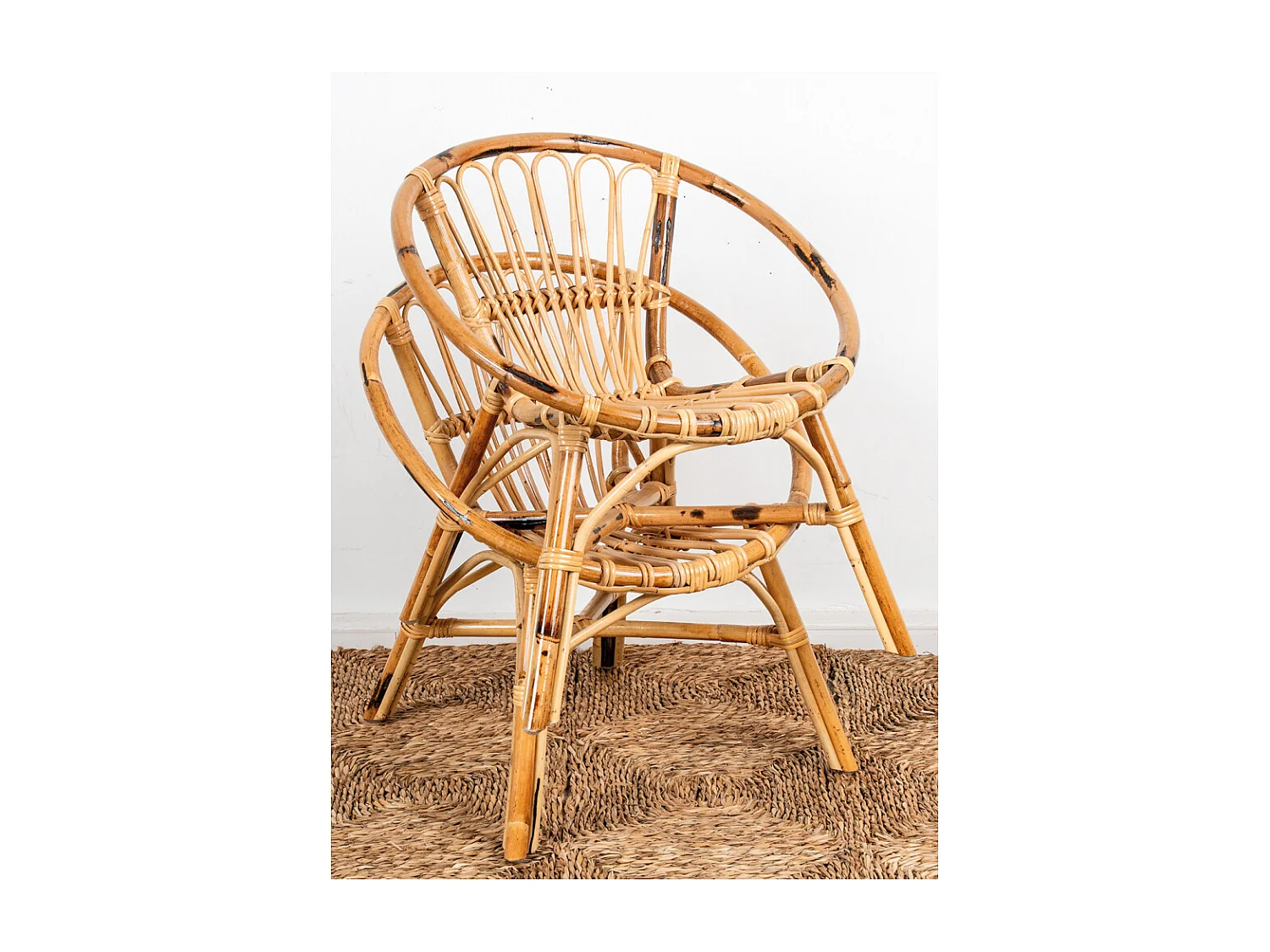 Fauteuil rond enfant en rotin Lune