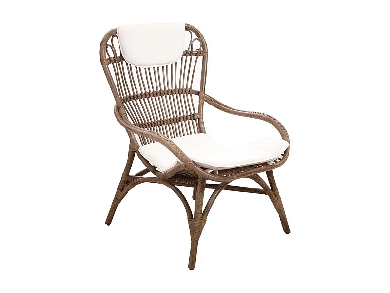 Fauteuil en rotin gris vintage