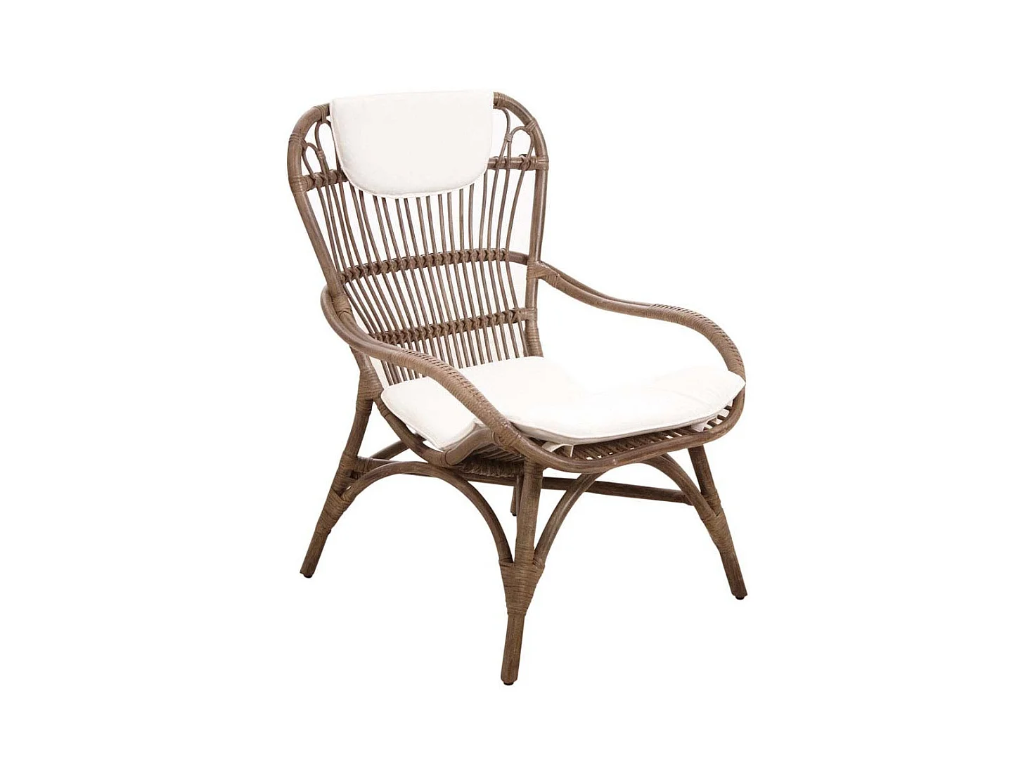 Fauteuil en rotin gris vintage