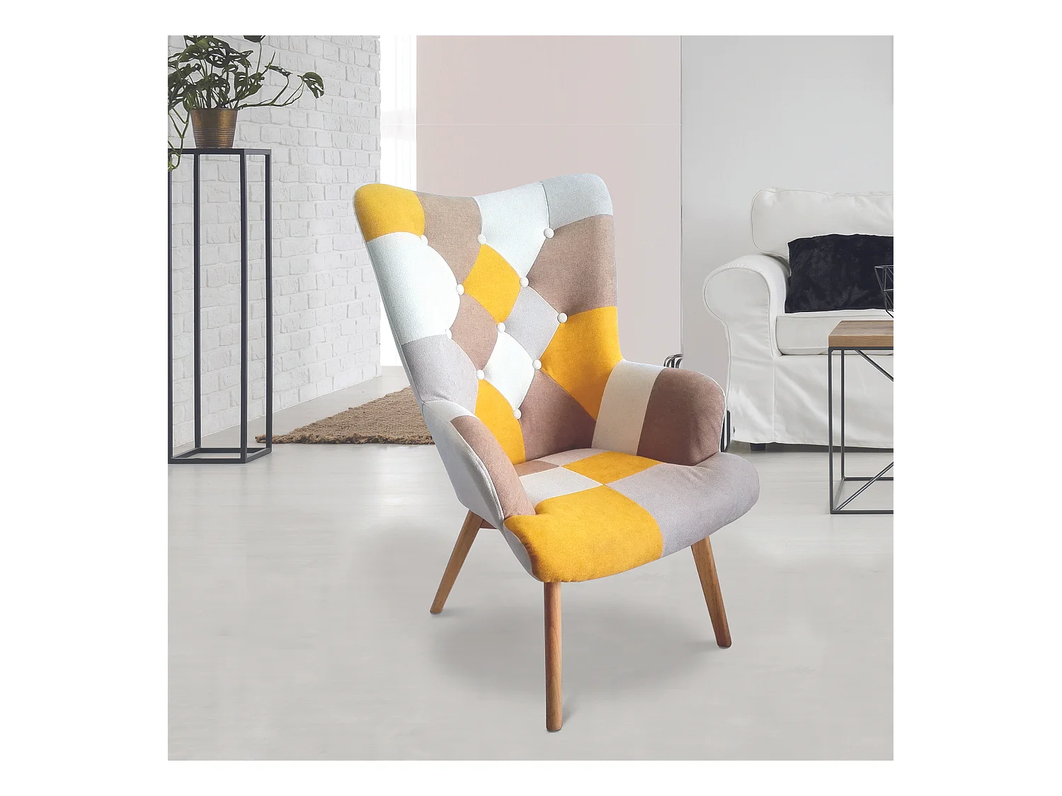 Fauteuil Helsinki Patchwork Jaune Jaune