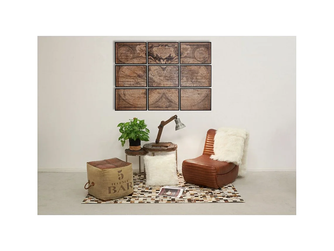 Fauteuil bas en cuir de buffle marron