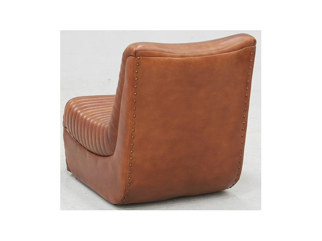 Fauteuil bas en cuir de buffle marron