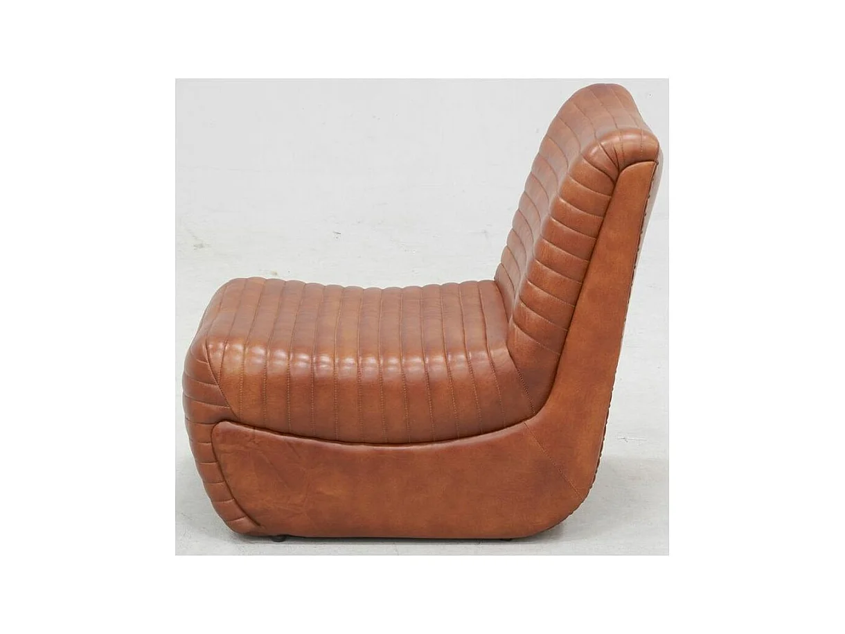 Fauteuil bas en cuir de buffle marron