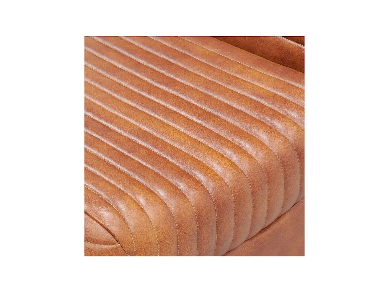 Fauteuil bas en cuir de buffle marron