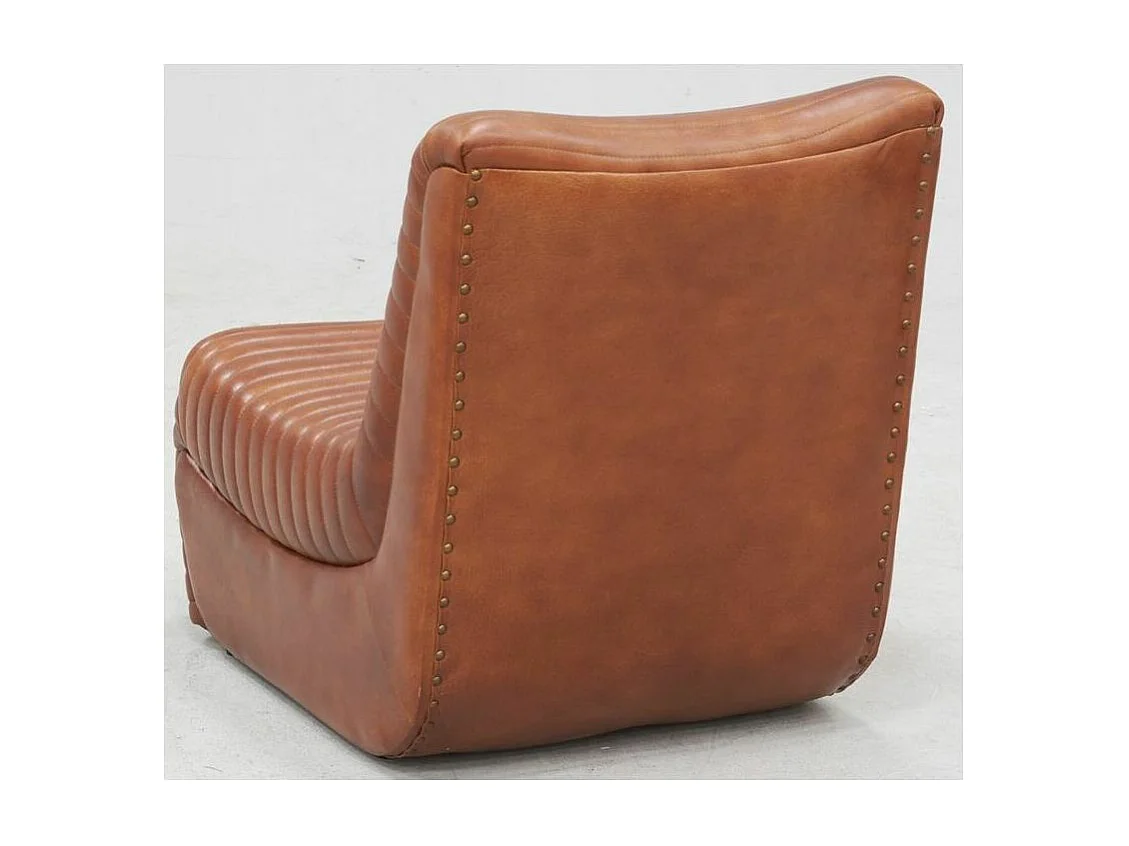 Fauteuil bas en cuir de buffle marron