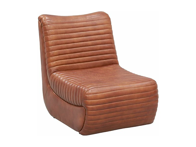 Fauteuil bas en cuir de buffle marron