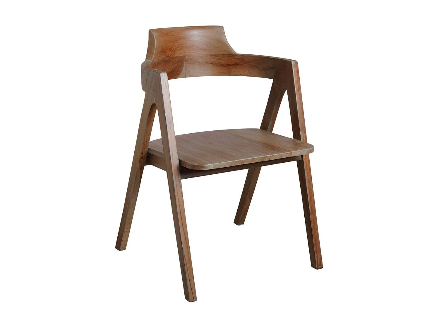 Fauteuil droit en teck patiné Pangkah