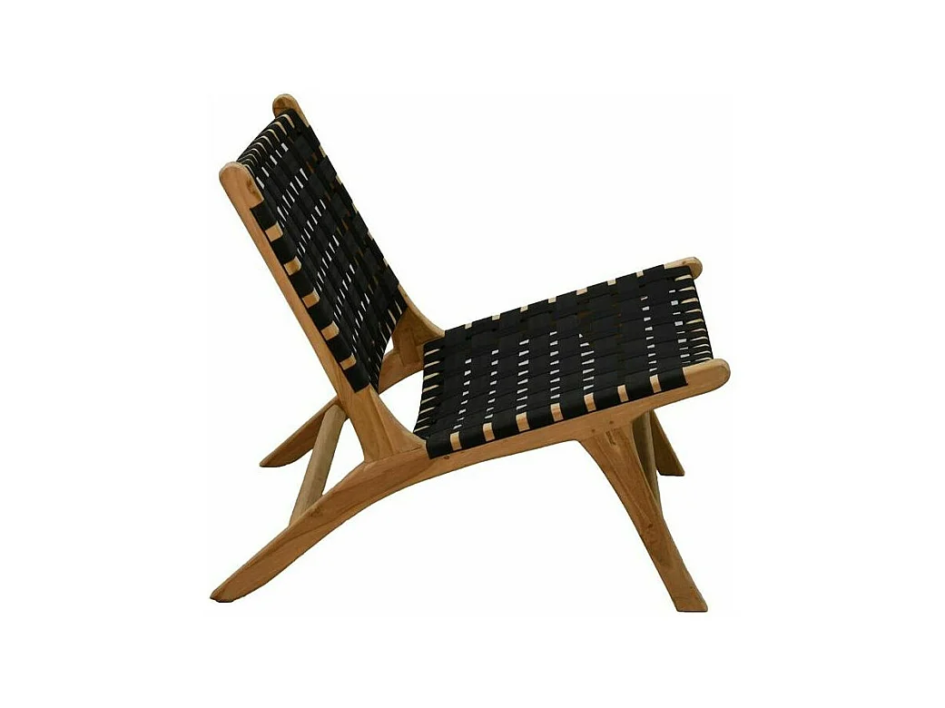 Fauteuil design en teck et nylon tressé