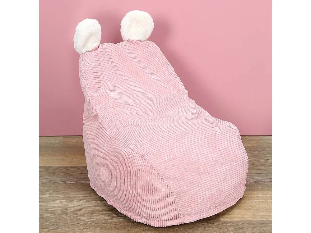 Fauteuil Poire Enfant Rose Ted Rose, Blanc