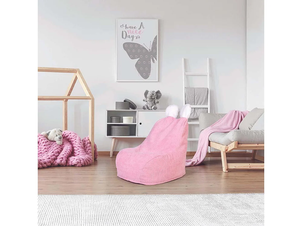 Fauteuil Poire Enfant Rose Ted Rose, Blanc