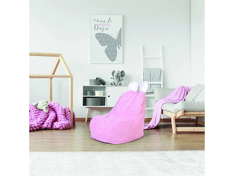 Fauteuil Poire Enfant Rose Ted Rose, Blanc