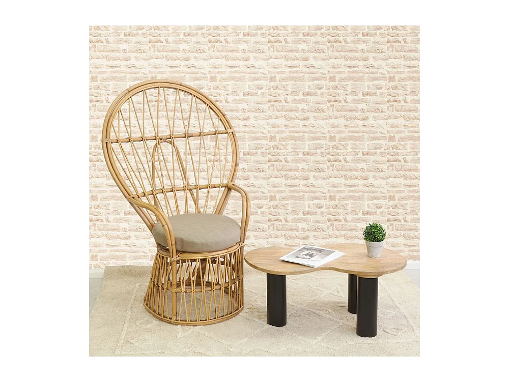 Fauteuil dossier haut en rotin patiné Ungaran