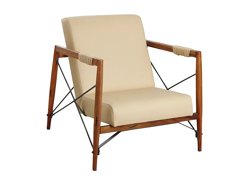 Fauteuil en bois de suar massif et métal