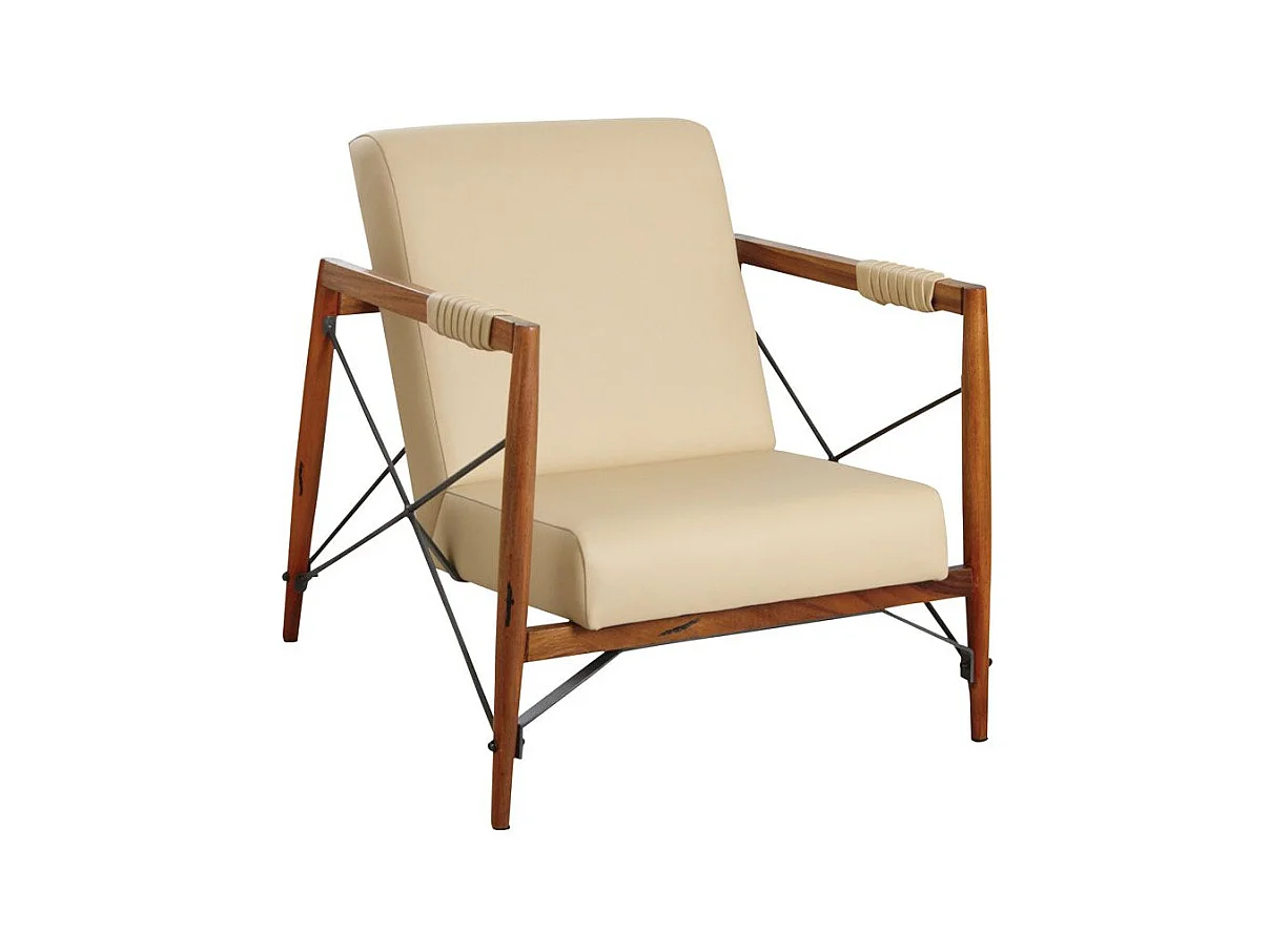 Fauteuil en bois de suar massif et métal