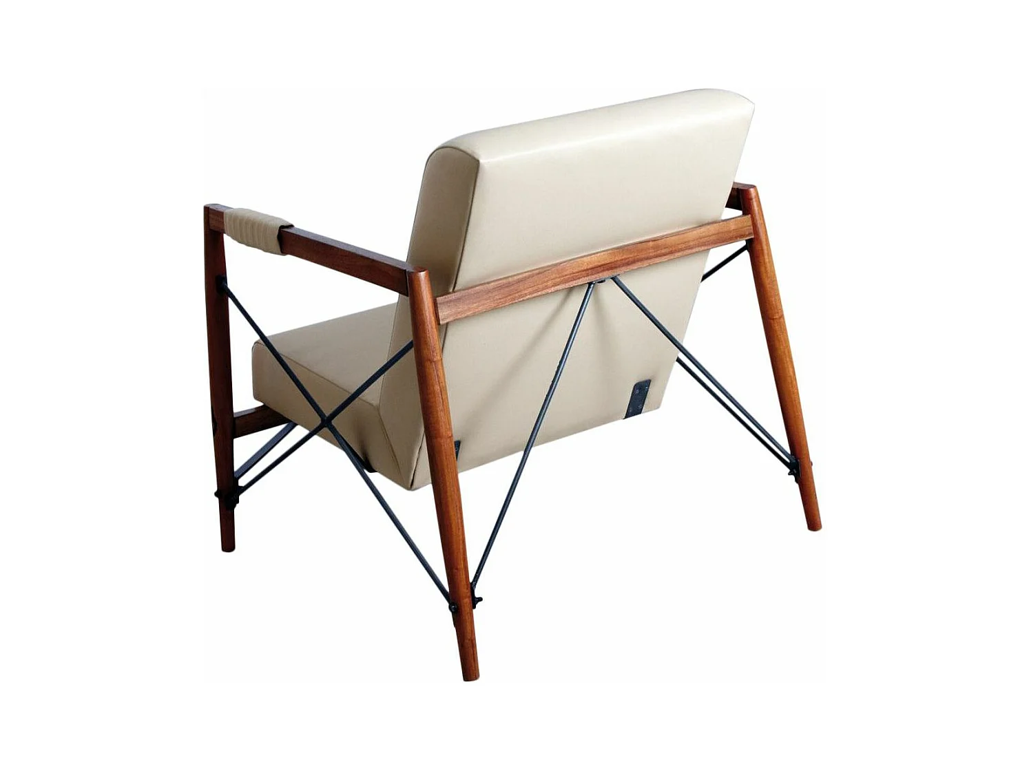 Fauteuil en bois de suar massif et métal