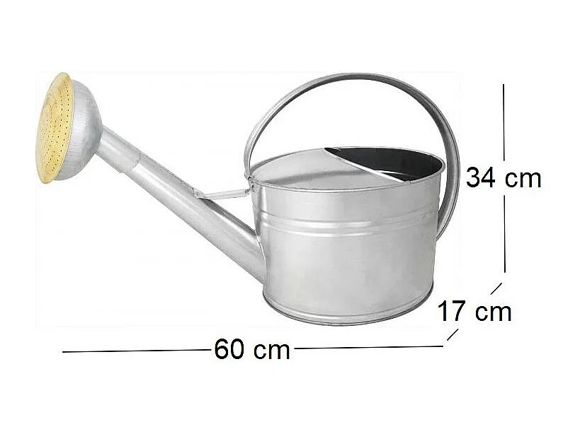 Annaffiatoio in acciaio zincato con pomolo e griglia in ottone 6 litri