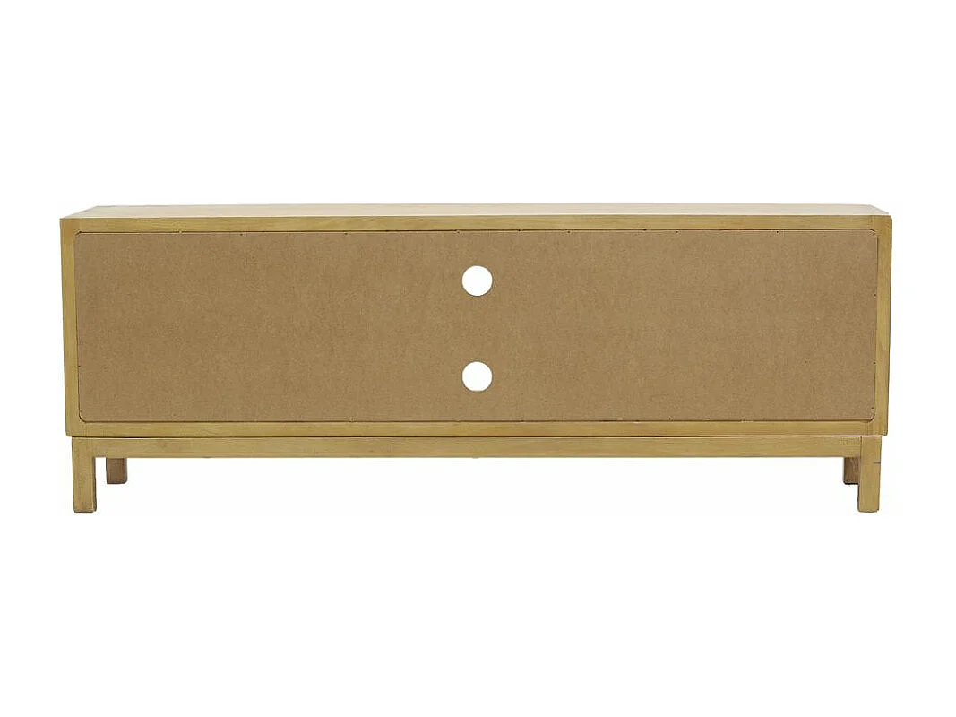 Meuble TV en manguier et cannage