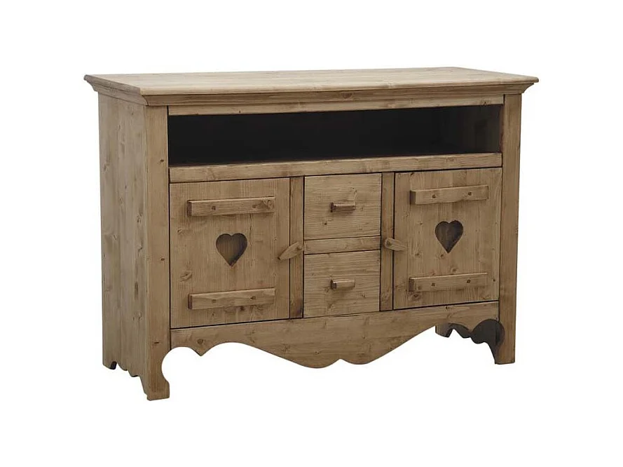 Meuble TV en épicéa ciré miel Coeur